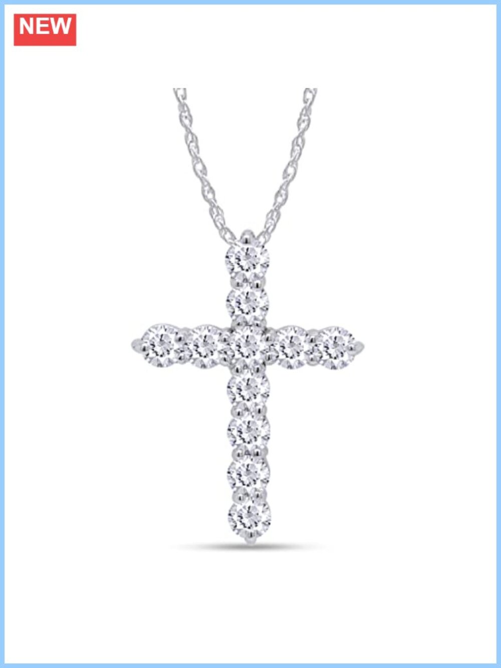 18K Gold Plated Sterling Silver Moissanite Cross Pendant Necklace 18"